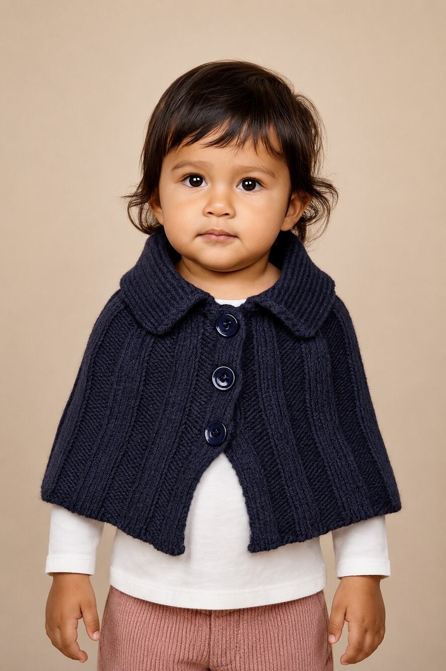 United Colors of Benetton Cape Navy Blue Wool Blend 12-18M NWT